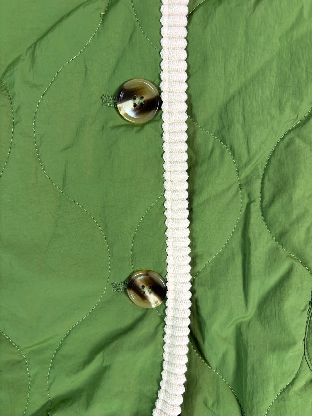 Stunning HEYSON Quilted Green Jacket with Cream Trim and Buttons Large NWT - Picture 3 of 10